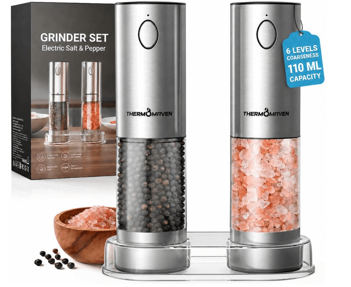 ThermoMaven Rechargeable Electric Salt & Pepper Grinder Set β 2-Pack